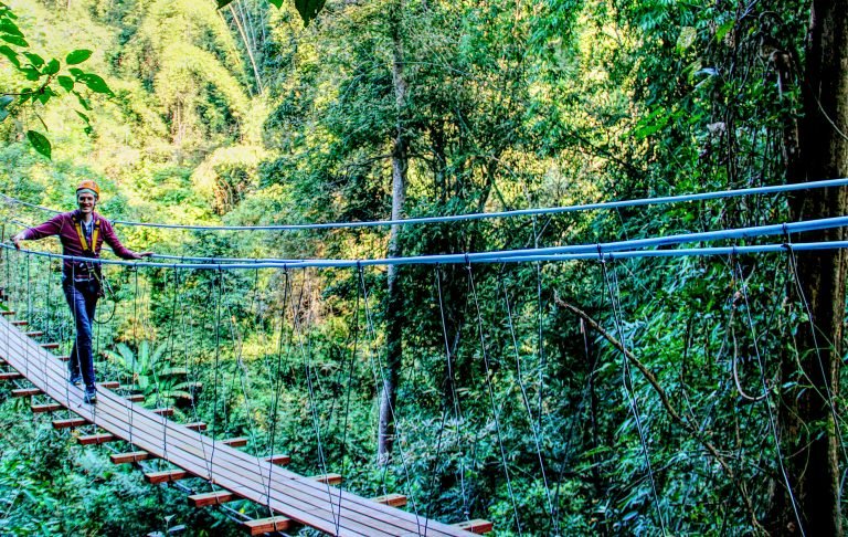 Zipline à travers la jungle thailandaise